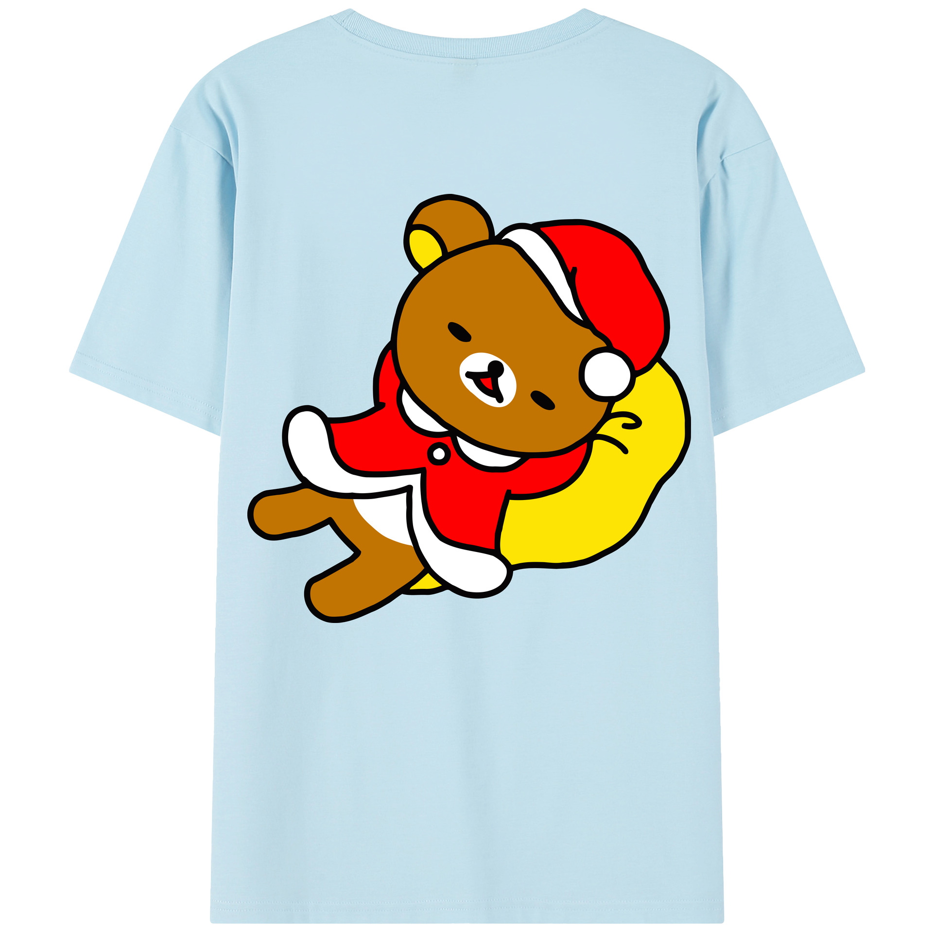 （画像用） リラックマ リラックマ キイロイトリ Rilakkuma Korilakkuma Kiiroitori 綿100％半袖Tシャツ（背面プリント）
